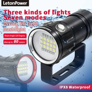 Professional Underwater 27 LED Photography Light Highlight Lamp 20000Lumens